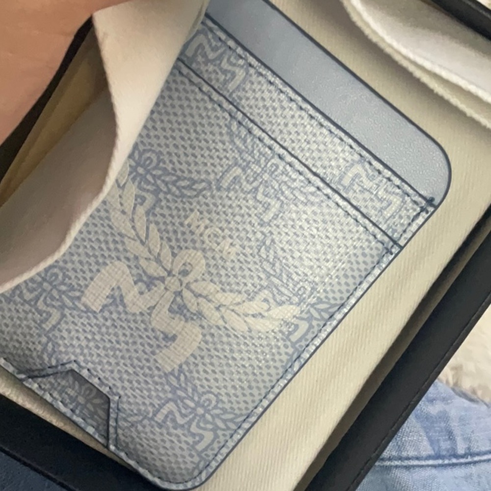MCM Pale Blue Logo Card Case for Phone